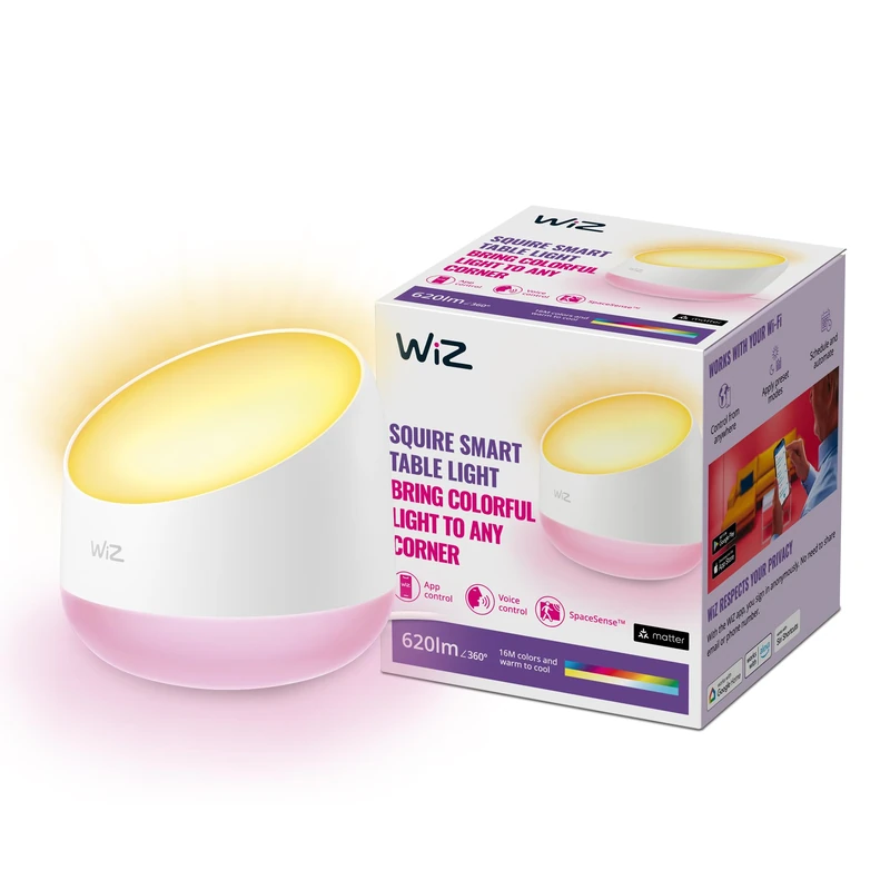 WiZ Squire Smart Table Lamp [White] Smart Home Lighting for Indoor Tables, Decoration and Mood. Connect with Wi-Fi/Bluetooth - Image 1