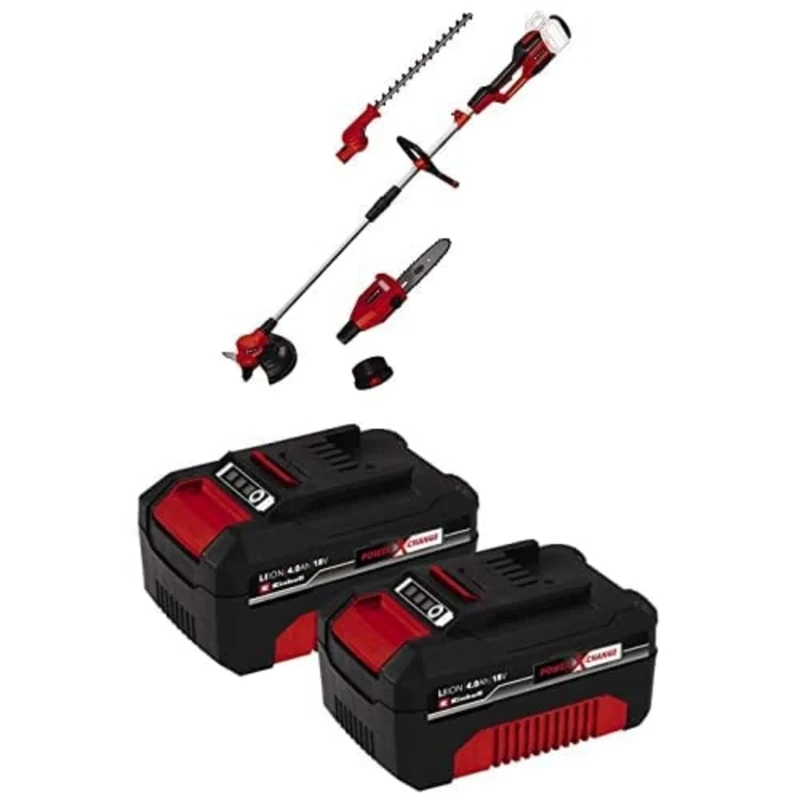Einhell Power X-Change 36V Cordless 4-in-1 Multi-Functional Garden Tool | Strimmer, Hedge Trimmer, Long Reach Trimmer, Pole Pruning Chainsaw | GE-LM 364in1 With 2 x 4.0 Ah Batteries