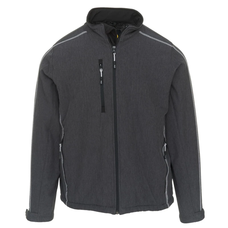 ØRN International Crane (4240) Mens Workwear Fur-Lined Softshell Outdoor Jacket, Breathable, Water Resistant, Machine Washable - Melangge/Black, Large