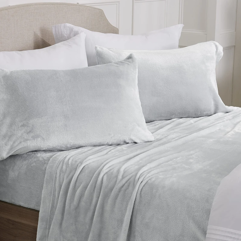 NY Loft Ultra Soft Micro Fleece Sheets Set with Extra Deep Pockets | Extra Soft Velvet Sheet Set | Super Plush Polar Fleece | Velvet Plush Cozy Warmth | Twin - Light Grey