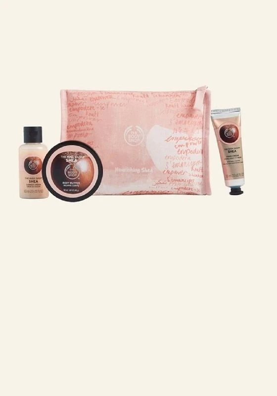 The Body Shop Nourishing Shea Delights Bag hand crean shower body butter zip bag set