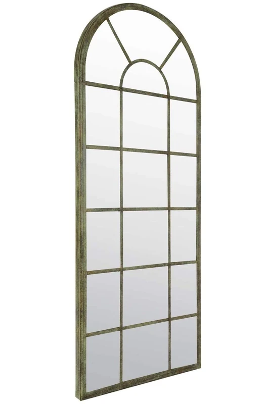 Milton Manor Green Arched Rustic Gothic Design Outdoor Mirror Frost Protected 5ft2 x 2ft2 159 x 66cm