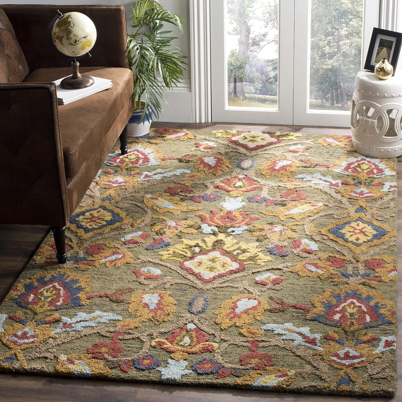 Safavieh Contemporary Rug for Living Room, Dining Room, Bedroom - Blossum Collection, Short Pile, in Multi, 91 X 91 cm