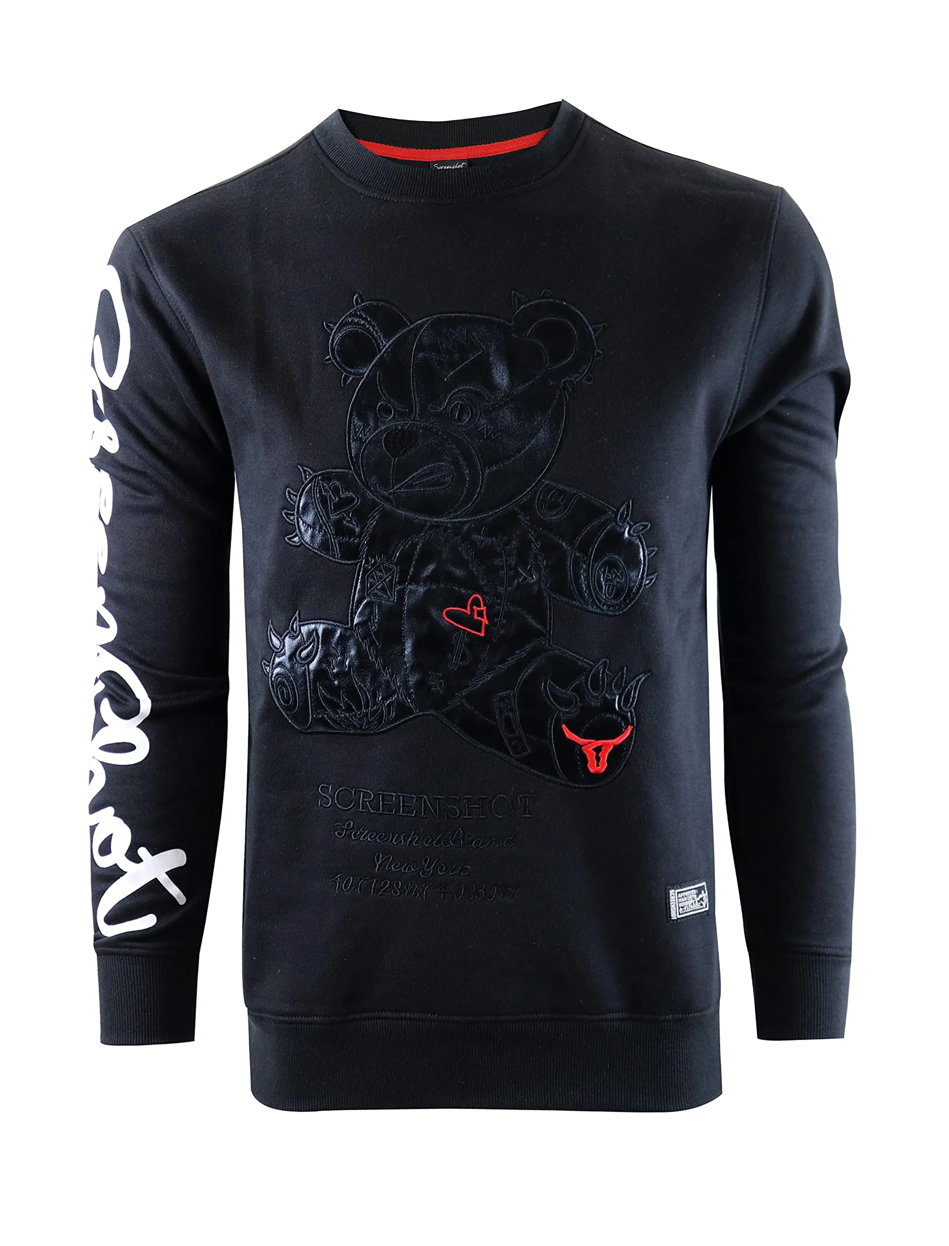 SCREENSHOT Mens Urban NYC Hip Hop Premium Fleece - Pullover Active Streetwear Fashion Crew Neck Sweatshirt, F1113-black/Black, Medium