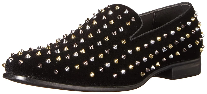 Stacy Adams Men's Spire Spiked Slip on Loafer, Black/Gold/Silver/Platinum, 6.5 UK