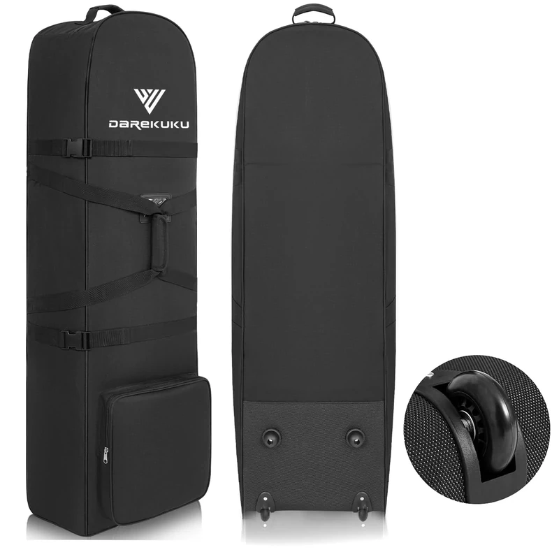 DAREKUKU Soft Golf Travel Bags with Stabilizing Straps, Heavy Duty 900D Polyester Oxford Wear Resistant, Extra Storage Pocket, Upgraded rubber Wheels