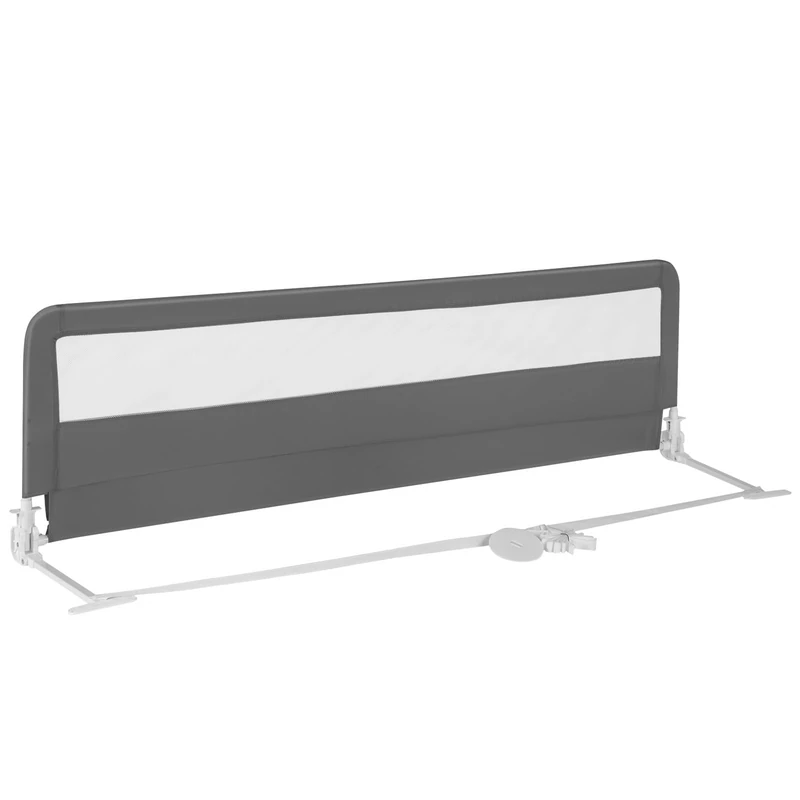 GYMAX 180CM Baby Bed Guard, Foldable Mesh Bedside Guardrail (Grey) - Image 1