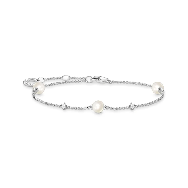 Thomas Sabo Bracelet Pearls with White Stones Silver 925 Sterling Silver