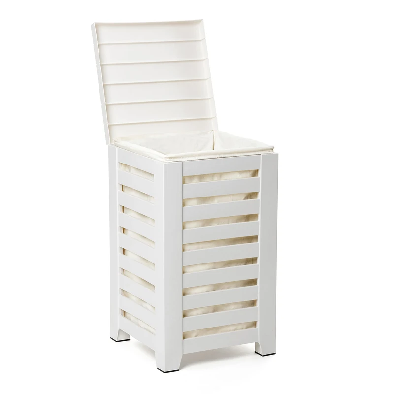 TATAY Lombok Clothes Basket, 55L Capacity, Polypropylene, BPA Free, with Lid, White Colour. Size: 34 x 34 x 58 cm