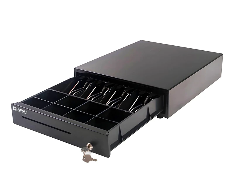 Solid and Elegance Cash Drawer, Drawer for Fiscal Cash Register, Durable Steel, Lockable with a Key, RJ12, HDWR HD-KER35