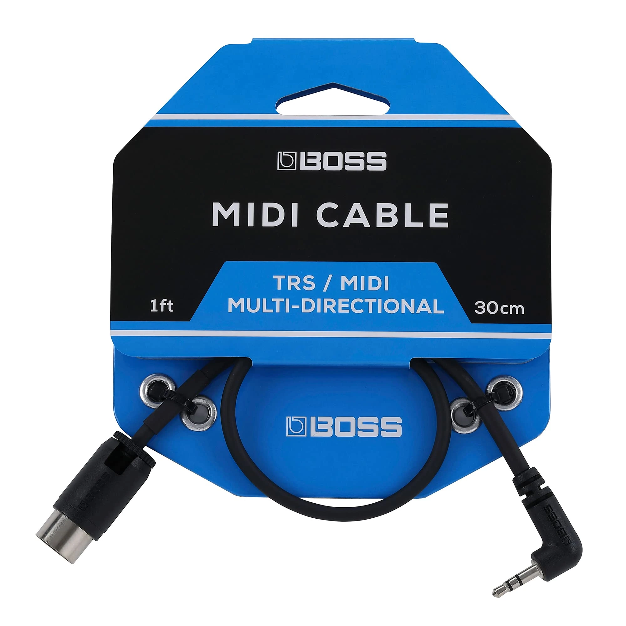 BOSS BMIDI-1-35 – 1ft / 30cm – Space-saving 3.5mm TRS to Multi-directional 5-Pin MIDI Cable – provides premium connectivity for BOSS pedals