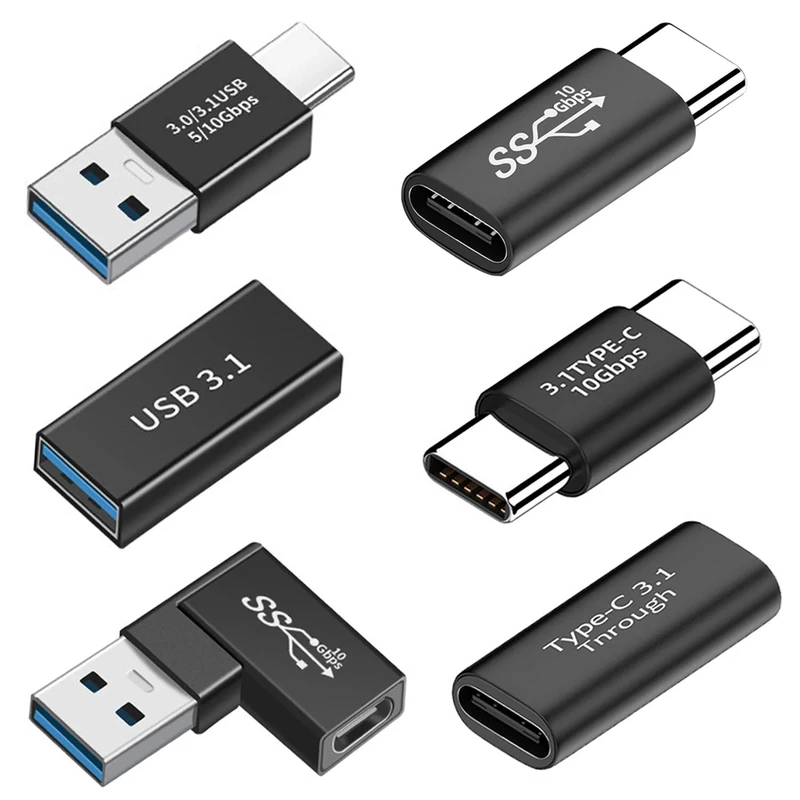 Herfair USB C to USB Adaptor, 6PCS USB A to USB C Adapter Kit, Type C to USB Converter, USB C Adapters Compatible with Laptops, Phones, Tablets, Power Banks, Car Chargers, USB Power Strips