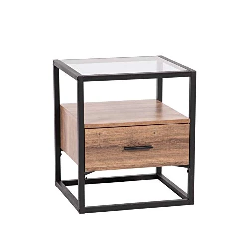 Di.Mo Bedside table, Brown/Black, 32 x 32 x 172 cm