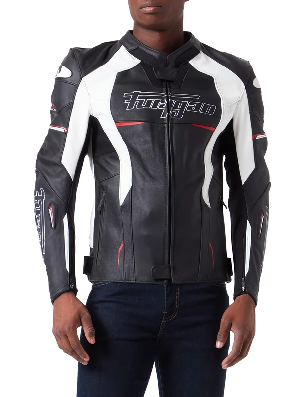 Furygan Nitros - Radical Sporty Motorbike Leather Jacket Men - AAA Certified -D3O Protection -Abrasion Resistant - Removable thermal liner -Protection