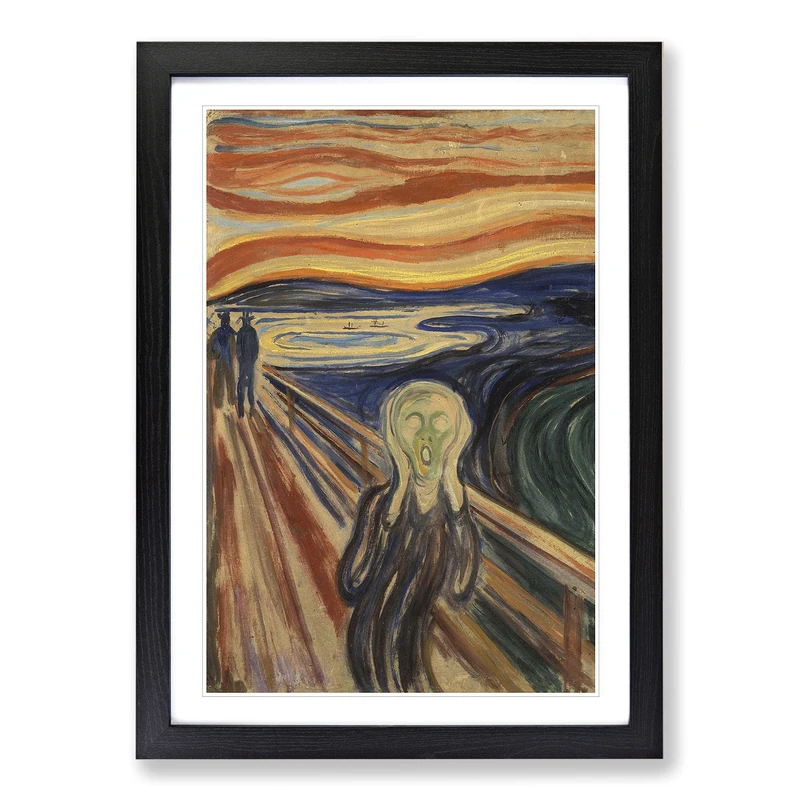 The Scream by Edvard Munch Framed Print | A2 Black Framed Wall Art | Ready to Hang | Modern Nature Picture | Living Room Bedroom Lounge Office
