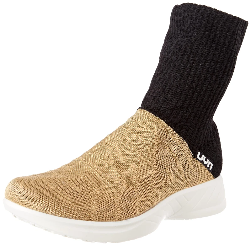 UYN Women's 3D Ribs Metal Sneaker, Gold/Black, 3.5 UK