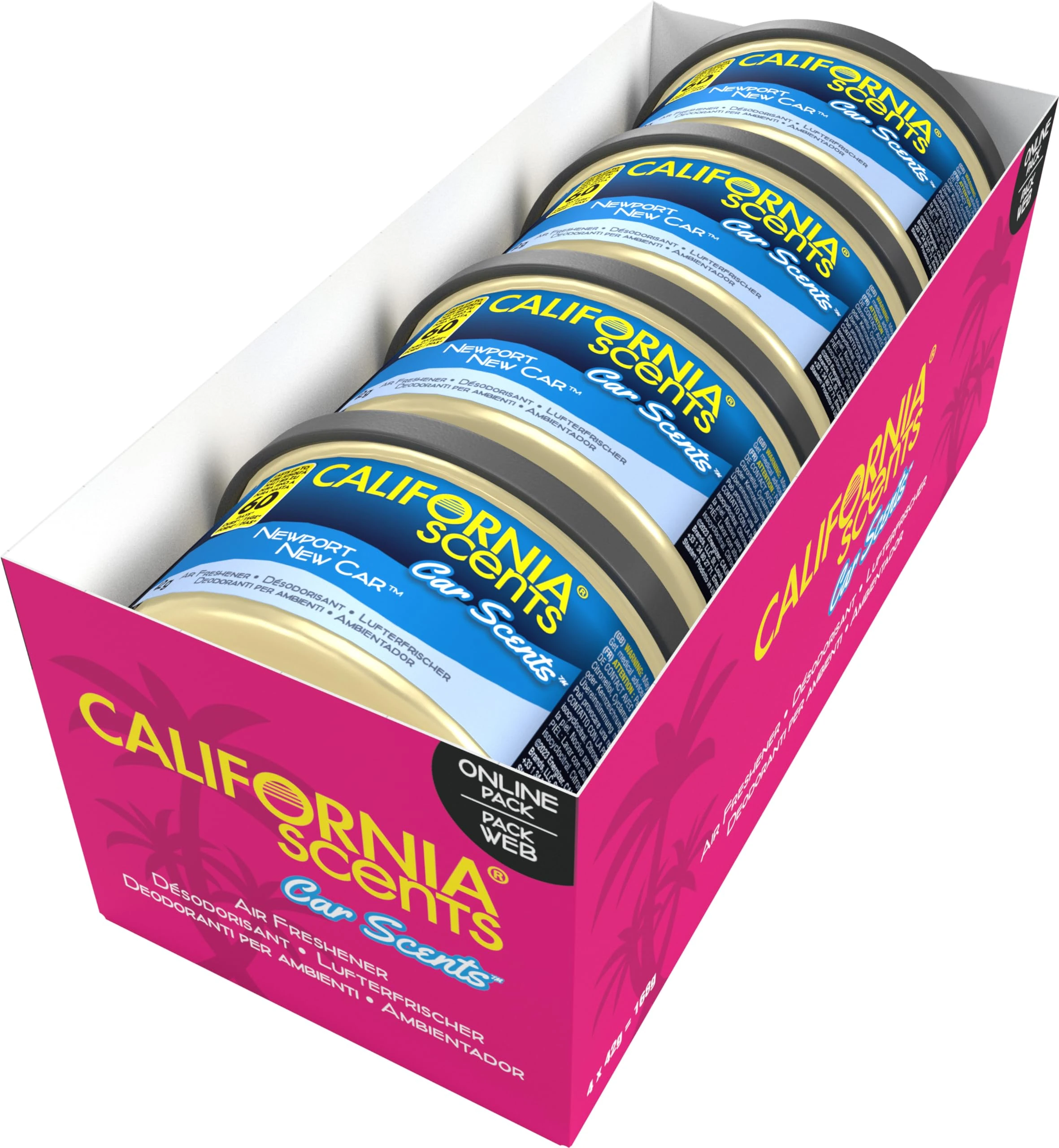 California Scents Car Scents Newport New Car Smell Car Air Freshener - 4 Count, Fun and Fresh Air Freshener for Cars, Great for Cars, 4 Pack