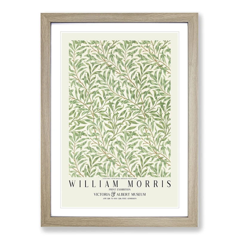 Willow Bough with Border by William Morris Framed Print | A2 Oak Framed Wall Art | Ready to Hang | Modern Nature Picture | Living Room Bedroom Lounge Office