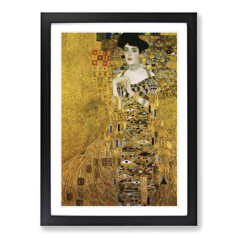 Adele Bloch-Bauer by Gustav Klimt Framed Print | A2 Black Framed Wall Art | Ready to Hang | Modern Historical Picture | Living Room Bedroom Lounge Office