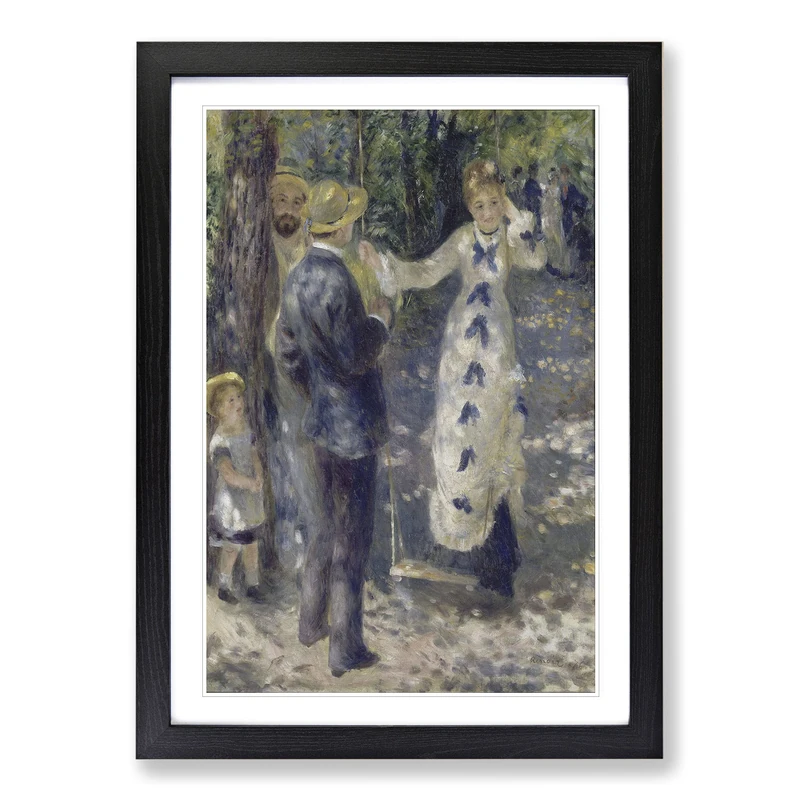 The Swing by Pierre Auguste Renoir Framed Wall Art Print A2 Black