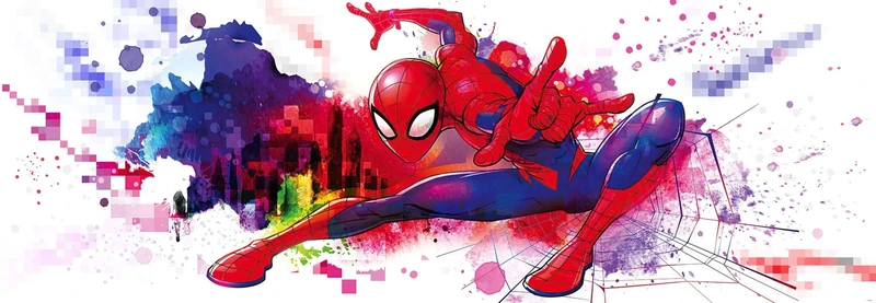 Komar Marvel 4-4123 Photo Wallpaper Spider-Man Graffiti Art Dimensions 368 x 127 cm 4 Pieces Including Paste