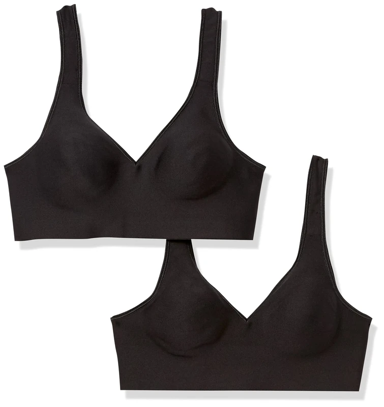 Hanes Women's Wireless, Smooth Comfort Full-Coverage T-Shirt Bra, Single, Opaque, Black/Black, 2-Pack, 3X-Large (Pack of 2) - Image 1