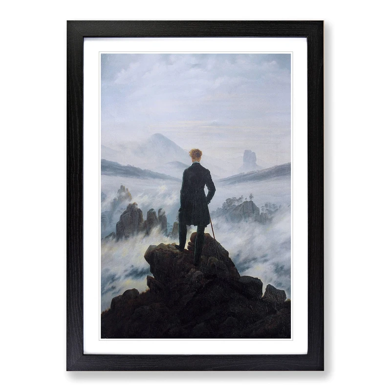 Big Box Art Wanderer Above The Sea of Fog Framed Print A2 Black