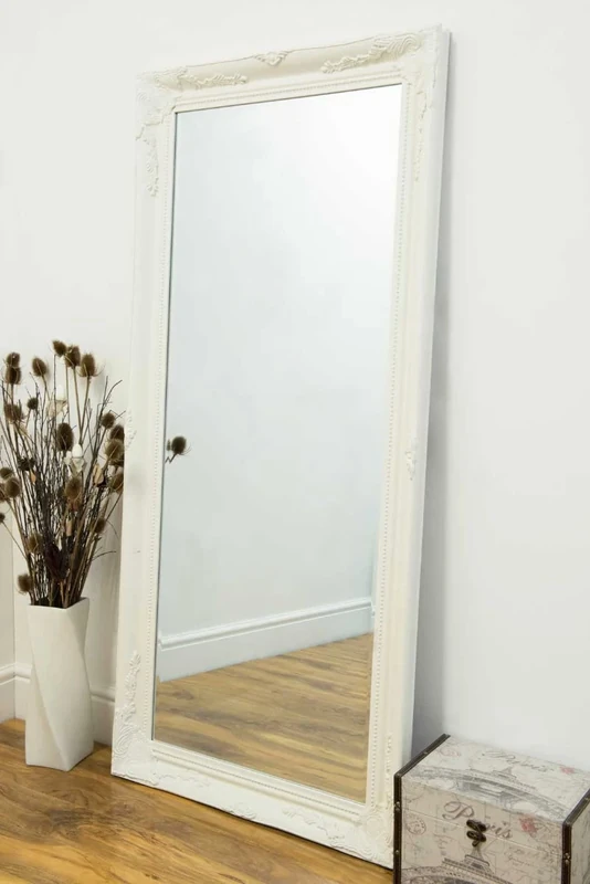 Milton Manor Antique Design Full Length Dressing Ornate Styled White Wall Mirror 5ft7 x 2ft7 170 x 79cm