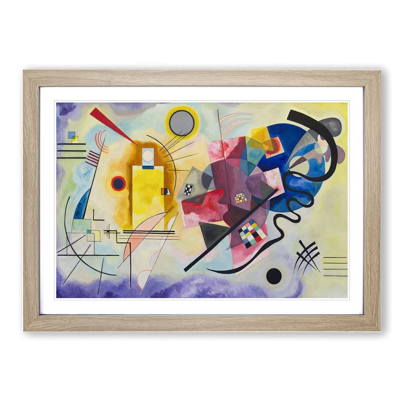 Big Box Art Yellow-Red-Blue by Wassily Kandinsky Framed Wall Art Picture Print Ready to Hang, Oak A2 (62 x 45 cm)