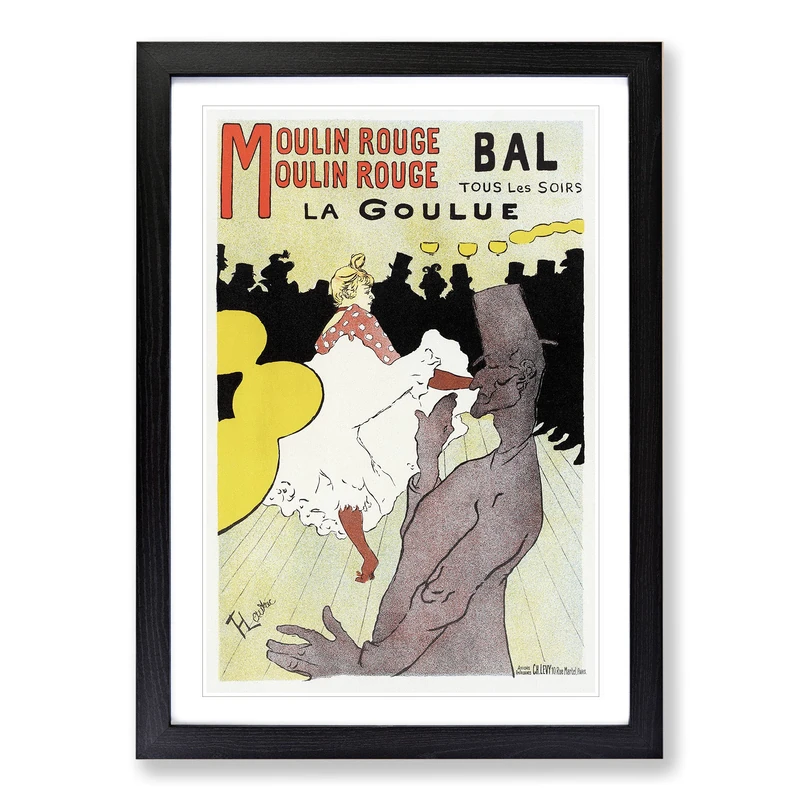 Moulin Rouge La Goulue Vol.2 by Henri De Toulouse-Lautrec Framed Print | A2 Black Framed Wall Art | Ready to Hang | Modern Nature Picture | Living Room Bedroom Lounge Office