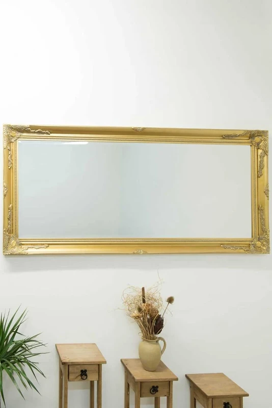 Milton Manor Large Full Length Classic Antique Design Gold Wall Mirror 5Ft7 X 2Ft7 170cm X 79cm