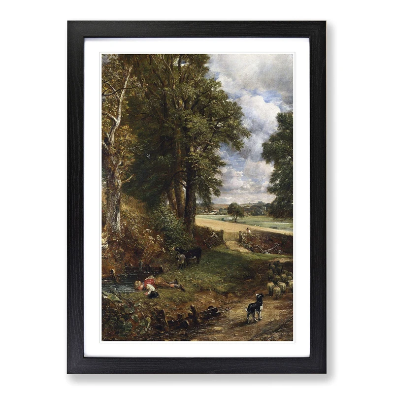 Big Box Art The Cornfield by John Constable Framed Wall Art Picture Print Ready to Hang, Black A2 (62 x 45 cm)