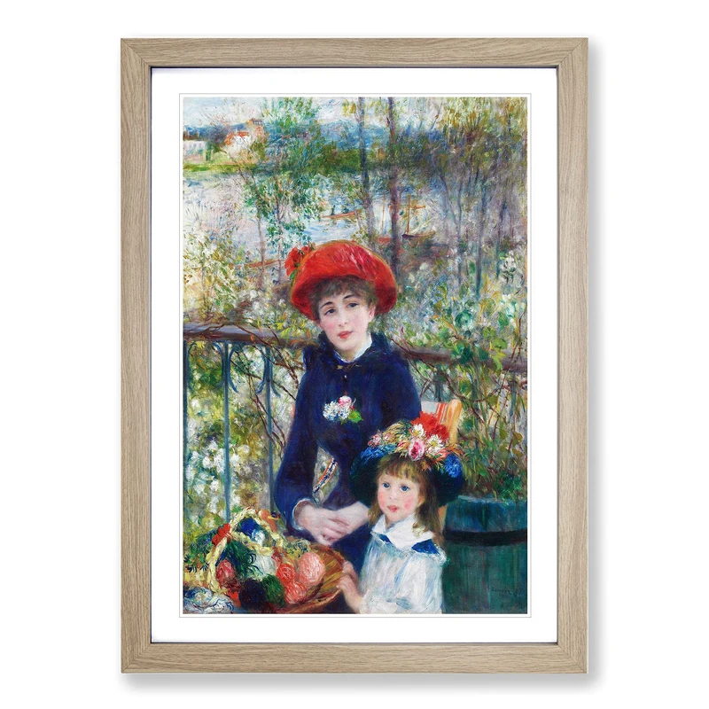 Two Sisters by Pierre Auguste Renoir Framed Wall Art Print A2 Oak