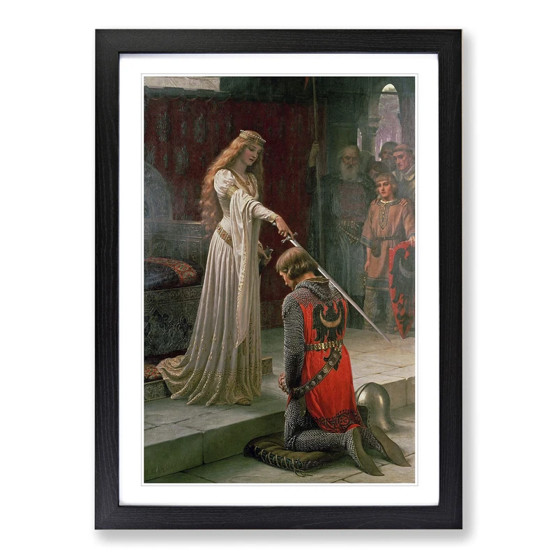 The Accolade by Edmund Leighton Framed Print | A2 Black Framed Wall Art | Ready to Hang | Modern Nature Picture | Living Room Bedroom Lounge Office - Image 1