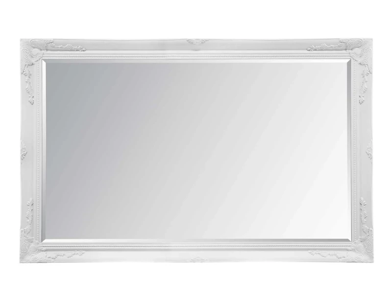 MirrorOutlet Milton Manor Extra Large Antique Style White Rectangle Wood Wall Mounted Leaner Mirror 5Ft7 X 3Ft7 170 x 109cm,LL023-M