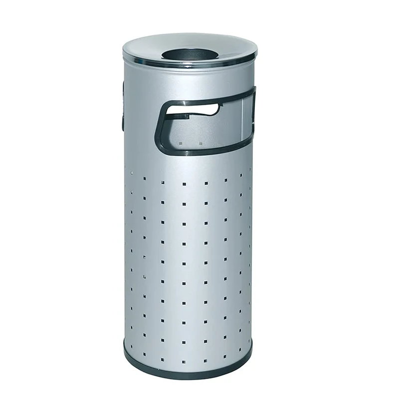 OFITURIA® Standing and Wall Ashtray for Outdoor Metal 33 Litres Silver Perforated Chrome Lid