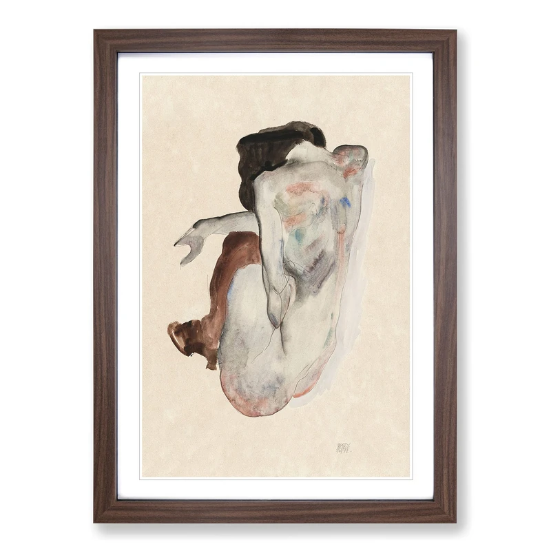 Portrait of A Woman Vol.8 by Egon Schiele Framed Print | A2 Walnut Framed Wall Art | Ready to Hang | Modern Nature Picture | Living Room Bedroom Lounge Office