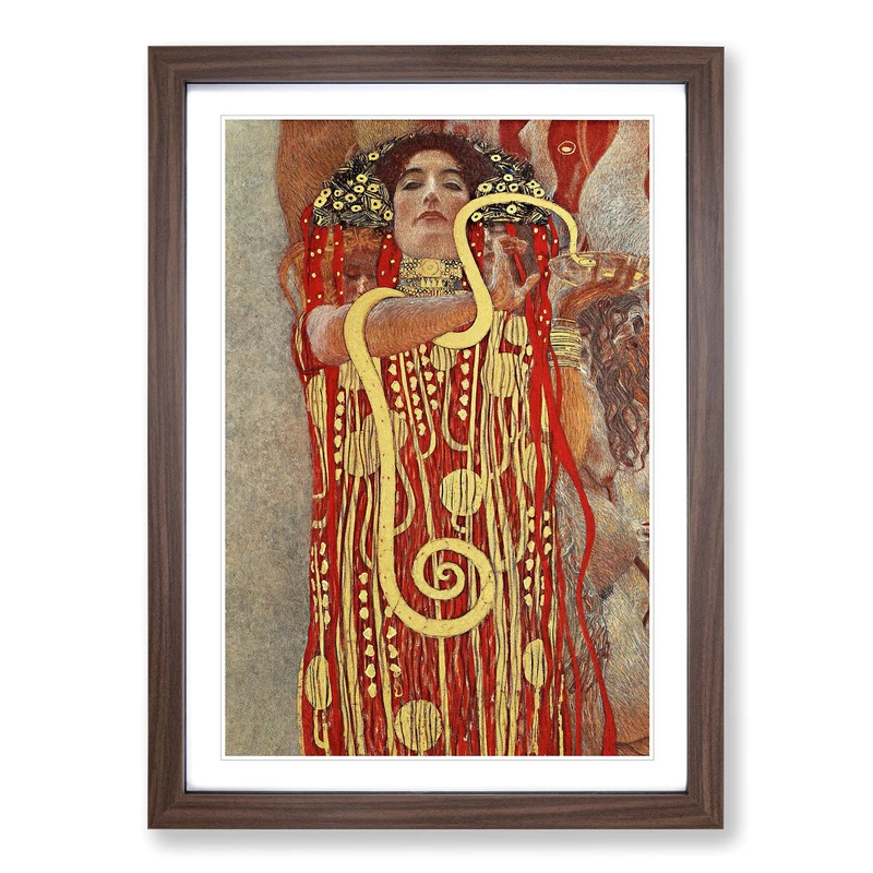 Hygeia by Gustav Klimt Framed Print | A2 Walnut Framed Wall Art | Ready to Hang | Modern Historical Picture | Living Room Bedroom Lounge Office - Image 1