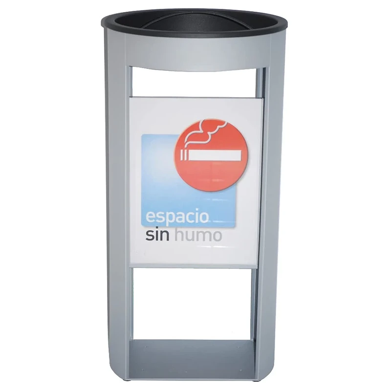 OFITURIA® Standing and Wall Ashtray for Outdoor with Silver Metal Sign Removable Top Grid Suitable for Use with Sand