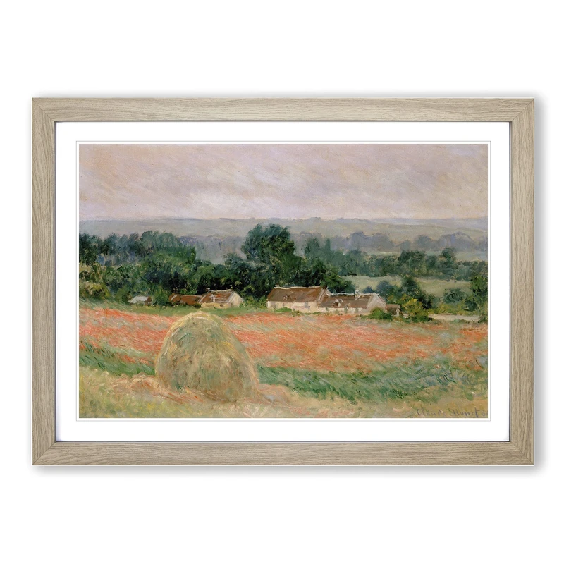 Haystack at Giverny by Claude Monet Framed Print | A2 Oak Framed Wall Art | Ready to Hang | Modern Historical Picture | Living Room Bedroom Lounge Office