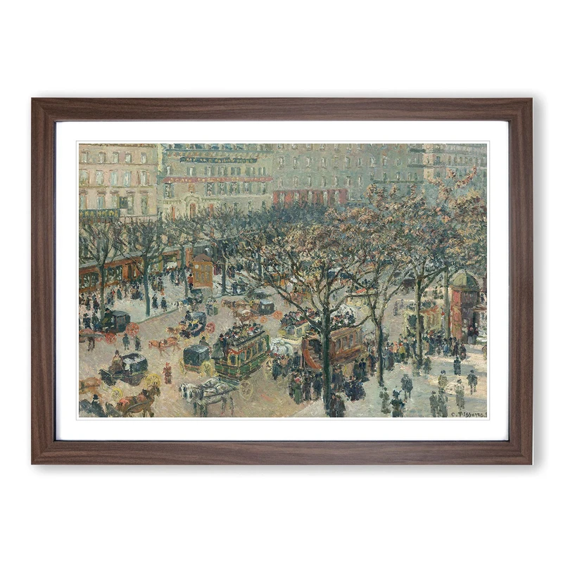 Big Box Art Italian Boulevard by Camille Pissarro Framed Wall Art Picture Print Ready to Hang, Walnut A2 (62 x 45 cm)
