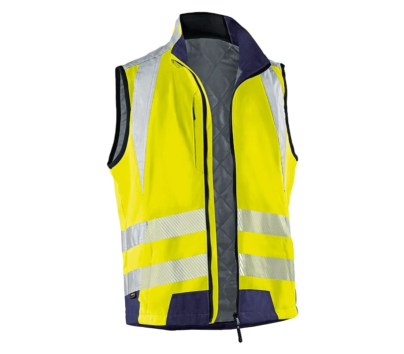 KÜBLER Workwear Men's Weste Vest, Warning Yellow/Dark Blue, XS