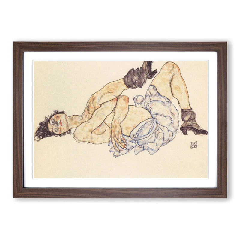 Portrait of A Woman Vol.5 by Egon Schiele Framed Print | A2 Walnut Framed Wall Art | Ready to Hang | Modern Nature Picture | Living Room Bedroom Lounge Office
