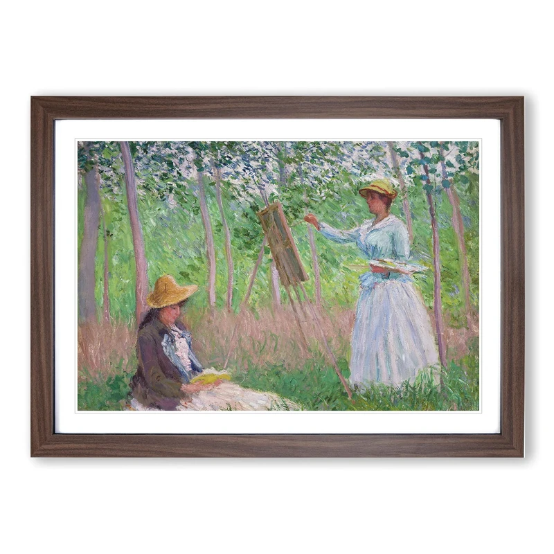 Big Box Art In The Woods at Giverny by Claude Monet Framed Wall Art Picture Print Ready to Hang, Walnut A2 (62 x 45 cm)