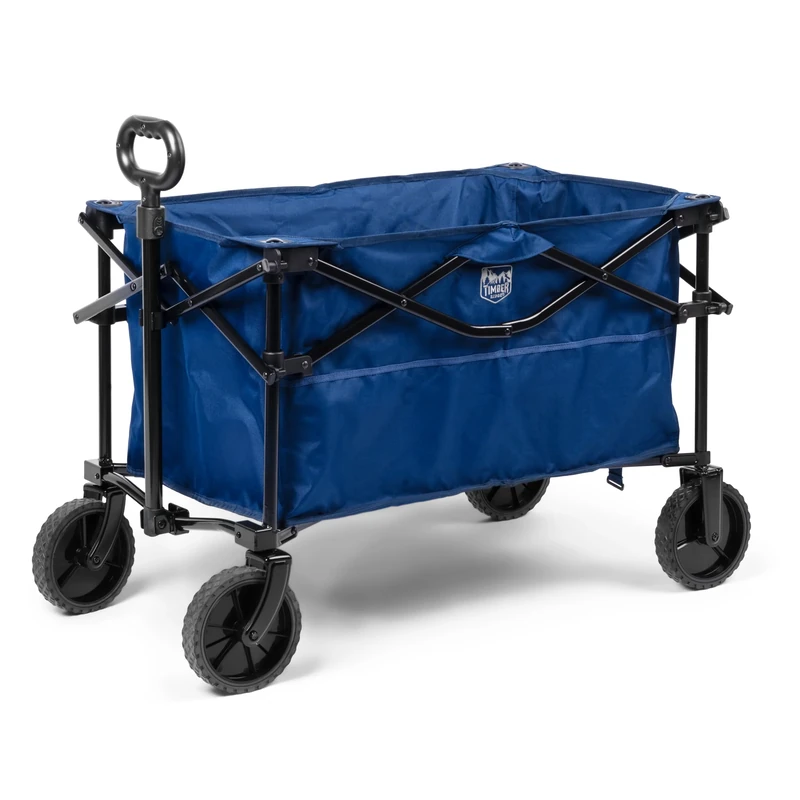 TIMBER RIDGE Folding Wagon, Alloy Steel, Dark Blue, 33.46 x 19.69 x 24.41/44.09 inches