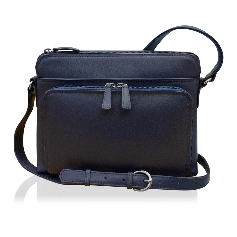 ili New York 6333 Leather Shoulder Handbag Side Organizer, Classic Navy, One Size
