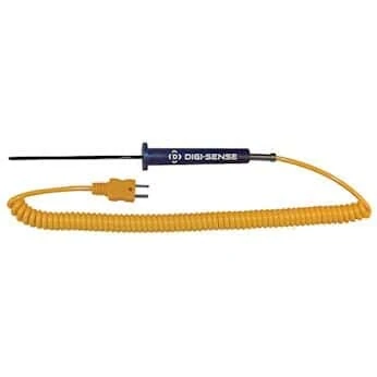 Digi-Sense Compact PFA-Coated Thermocouple Probe, 4.5" L, Grounded d; Type K
