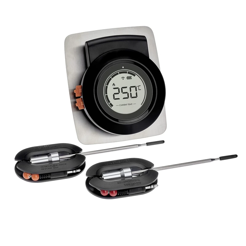 TFA Dostmann Smart Wireless BBQ Thermometer Hyper BBQ, 14.1513, with App, for Smoker or Grill, with Penetration Sensors, Meat Thermometer, Cooking Chamber Monitoring, Core Temperature, Black