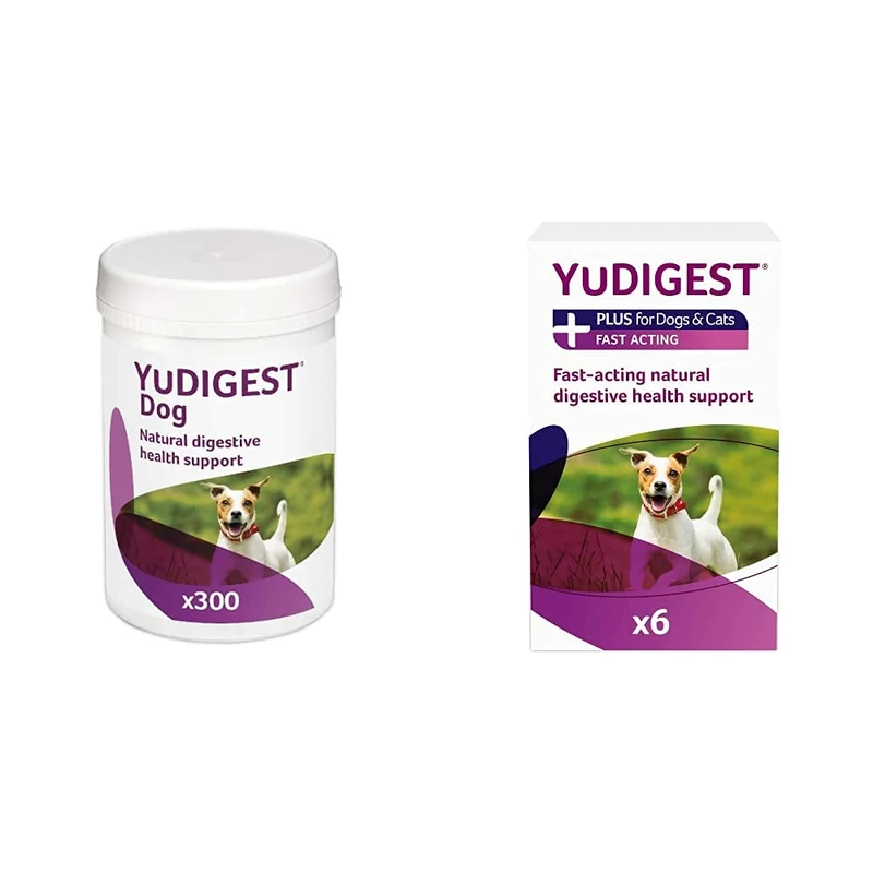 Lintbells | YuDIGEST Dog | Probiotics for Dogs with Sensitive Digestion | 300 Tablets & YuDIGEST Plus for Dogs | Veterinary Strength Fast-acting Probiotic Digestive Support for Dogs| 6 Sachets