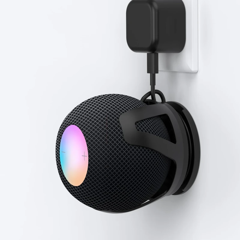 HomeMount Wall Mount Compatible with HomePod Mini - Self Adhesive or Drilling, Perfect Cord Management, Space-Saving Holder and Stand for HomePod Mini